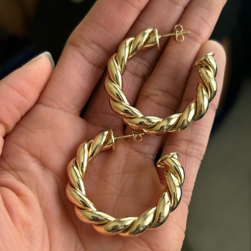 18k Gold Filled Twisted Hoop Earrings
